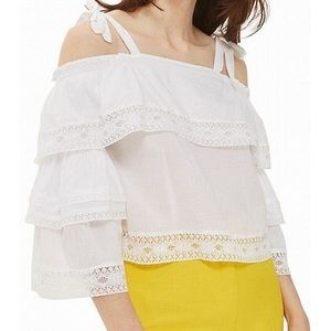 Lace trim tie strap blouse